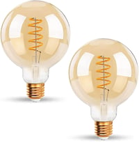 EXTRASTAR G80 Edison Vintage LED Izzó, E27 Foglalatú, 6W (48W Ekvivalens), 2200K Meleg Fehér, Retro Filament Dekoratív Lámpa, 2 db 1