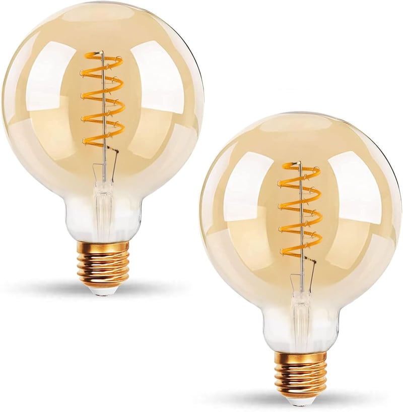 EXTRASTAR G80 Edison Vintage LED Izzó, E27 Foglalatú, 6W (48W Ekvivalens), 2200K Meleg Fehér, Retro Filament Dekoratív Lámpa, 2 db