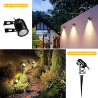 Greenclick LED Kerti Világítás Szett 6db, 1800LM 21m Kábellel, IP65 Vízálló Meleg Fehér COB Lámpa Földbe Szúrható Tüskével, Kültéri Spotlámp 5