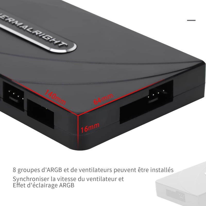 Thermalright 8 portos ARGB/PWM ventilátor vezérlő hub SATA táppal