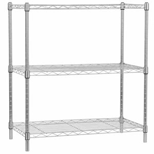 Cărucior cu rafturi Amazon Basics cu 3 niveluri, cromat, 83x34x59 cm, max. 453 kg, reglabil — lipsesc șuruburile și roțile (stare: vezi a 2-a imagine)