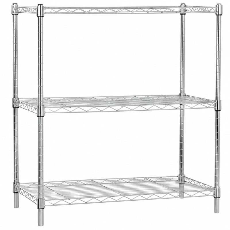 Amazon Basics kromirana polica na kotačićima s 3 razine, 83x34x59 cm, nosivost do 453 kg, podesiva — nedostaju vijci i kotačići (stanje: vidi 2. sliku)