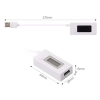 Arceli USB töltő teszter - LCD kijelzős feszültség- és árammérő, fehér 3