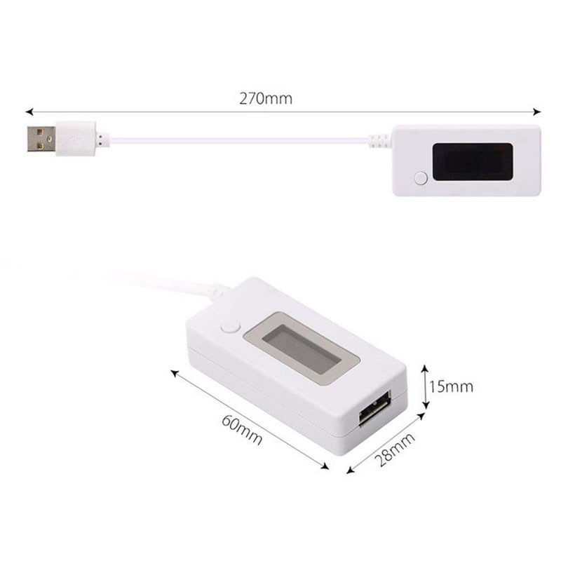 Arceli USB töltő teszter - LCD kijelzős feszültség- és árammérő, fehér