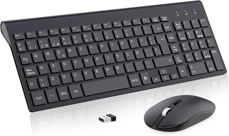 Cimetech vezeték nélküli spanyol billentyűzet és egér szett, ultravékony, csendes, PC-hez