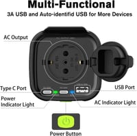VOLTRON 150W Feszültségátalakító 12V-230V, 2 Aljzat, USB-C, Laptop/Telefon Töltő 3