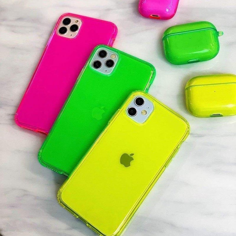 iPhone XS Ütésálló Női Tok - Neon Rózsaszín Szilikon Védőburkolat