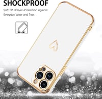 iPhone 13 Pro Max Fehér-Rosegold Szívecskés Ütésálló Szilikon Tok 2