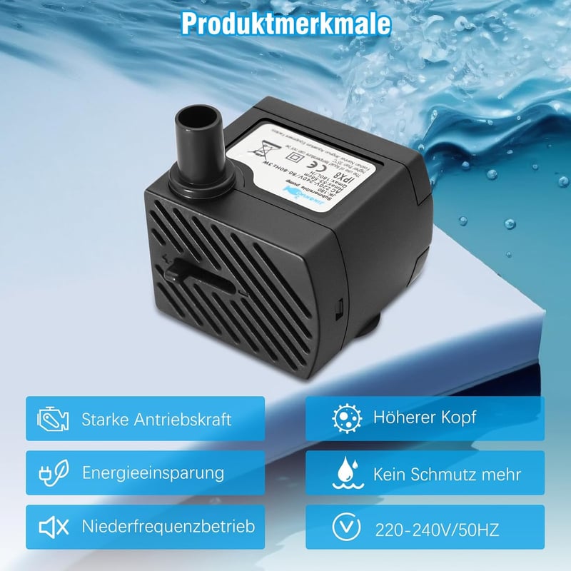 Halkjáratú 3W-os Mini Vízpumpa 180L/H - Akváriumokhoz, Kis Tavakhoz