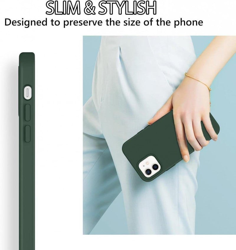 iPhone 12/12 Pro Zöld Szilikon Tok Mikroszálas Béléssel - Újracsomagolt