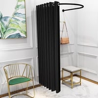 XIMSPHY Mobil Öltözőfülke Fekete Függönnyel - 100x95 cm, U-alakú Ruhatartó Sínnel, Üzletekbe, Irodába, Otthonra, Próbafülkének 2
