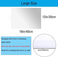 TSKDKIT Öntapadós Akril Tükör Szett - 2 db Nagy Méretű (40x30 cm) Törhetetlen, Rugalmas Tükörlap Fólia Faldekorációhoz, Üvegmentes 2