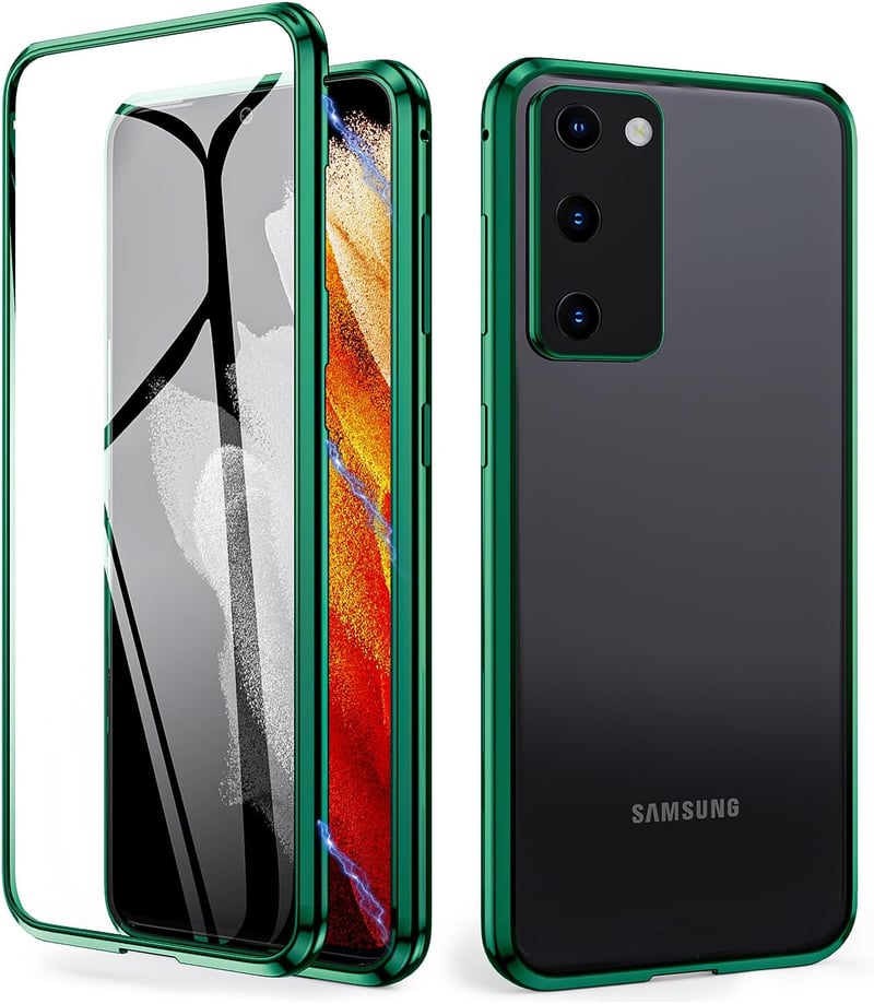 Samsung Galaxy S20 FE 360°-os mágneses tok IBEX fémkerettel, ütésálló üveg hátlappal