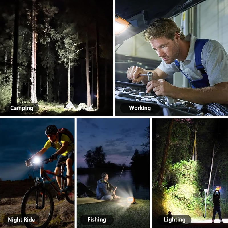 Stone Banks 80W Napelemes LED Munkalámpa 4 Üzemmóddal - 11000 mAh USB Akkumulátor, IP65 Vízálló, Mágneses, 5000 Lumen - Autószereléshez, Kem