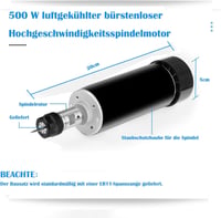 Twotrees 500W CNC Orsómotor 12000 RPM Léghűtéses Kefe Nélküli Motor Beépített Vezérlőegységgel Gravírozáshoz, Maráshoz és Fúráshoz 2