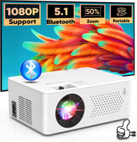 AKATUO 8500 Lumen Mini Projektor Bluetooth 5.1 - Hordozható LCD Házimozi, Full HD 1080P Támogatással, 200" Képméret, Okostelefonnal Kompatib 1