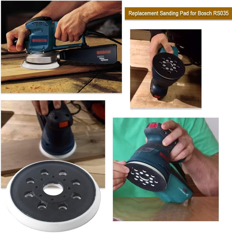 Poweka 125 mm Csiszolótányér Bosch GEX 125-1 AE, PEX 220 A, PEX 220 AE és Skil 7402/7490 Modellekhez - 8 Lyukú Porelszívós Csiszolótalp