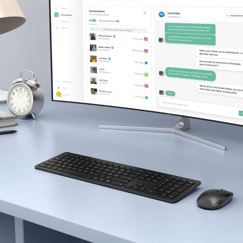 seenda SK38-3 Vezeték Nélküli Billentyűzet-Egér Szett, Ultravékony Újratölthető, Ergonomikus, Szilikon Porvédővel, PC/Laptop/Smart TV, QWERT