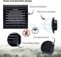 Vent Systems 100 mm Antracit Szellőzőrács - Szárítógéphez, Szellőzőnyílásokhoz és Kipufogócsőhöz - Kültéri Használatra Alkalmas Légkivezető  3