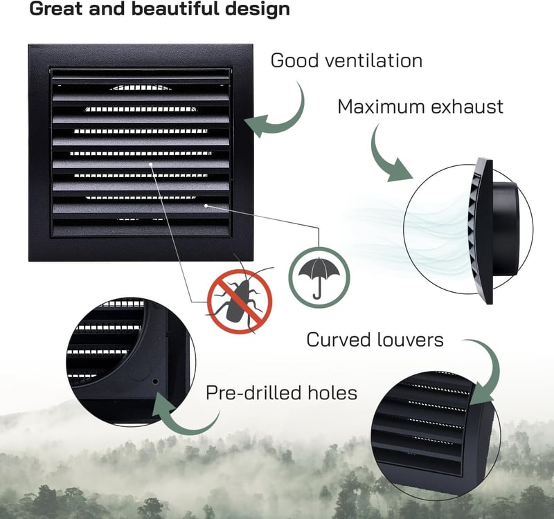 Vent Systems 100 mm Antracit Szellőzőrács - Szárítógéphez, Szellőzőnyílásokhoz és Kipufogócsőhöz - Kültéri Használatra Alkalmas Légkivezető 