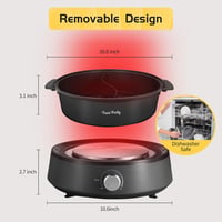 Food Party Elektromos Hotpot 4L - Kétoldalú Osztható Főzőedény 220V/1350W - Fondue Készlet 6 Személyre Elválasztóval 7