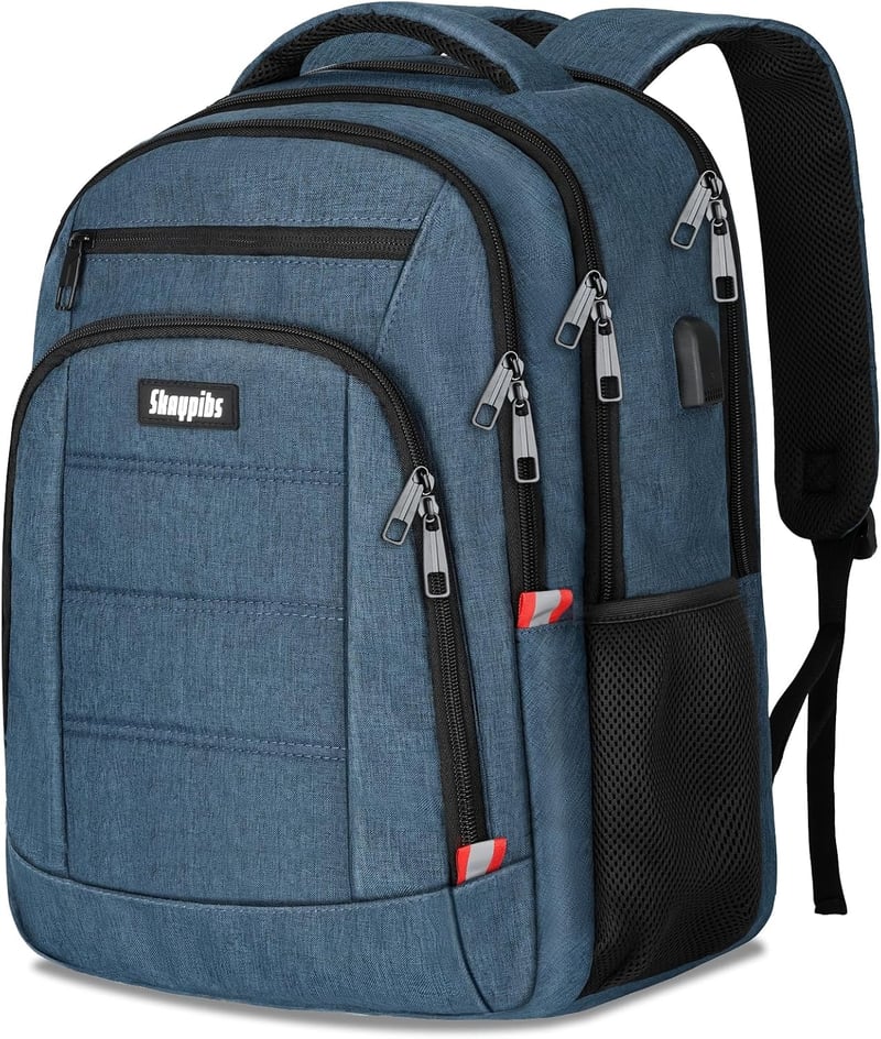 Vízálló 15,6" Laptoptartós Hátizsák USB-töltővel, Szürke