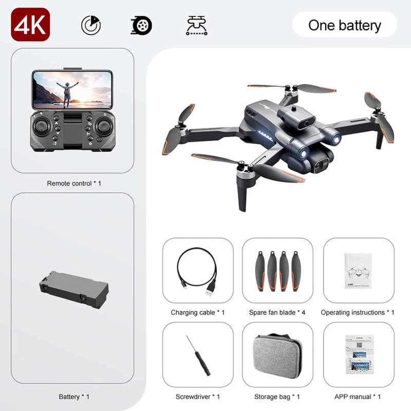Goolsky LS-S1S 4K Drón - Profi Kamerás Quadcopter Akadályérzékelővel és Optikai Pozicionálással