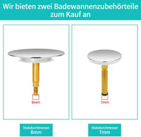 Univerzális sárgaréz fürdőkád dugó, 39-43mm, 8mm-es rúddal 3