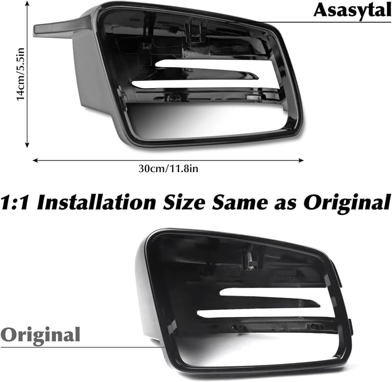 Asasytal Tükör Borítás Mercedes Benz A W176 B W246 C W204 E W212 S W221 CLA GLK GLA Modellekhez - Fényes Fekete ABS Műanyag Visszapillantó 