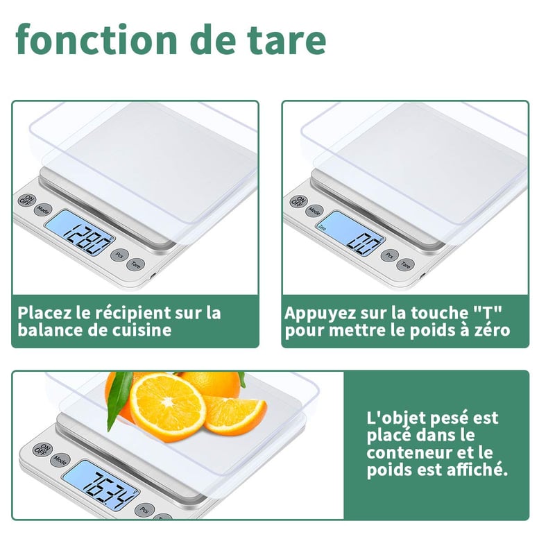 KUBEI 5kg-os USB-s digitális konyhai mérleg, 0,1g pontosság, rozsdamentes acél
