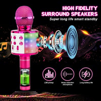 ShinePick 4 az 1-ben Lila Bluetooth Karaoke Mikrofon LED Fénnyel, Gyerekeknek 4-12 Éves Korig 2