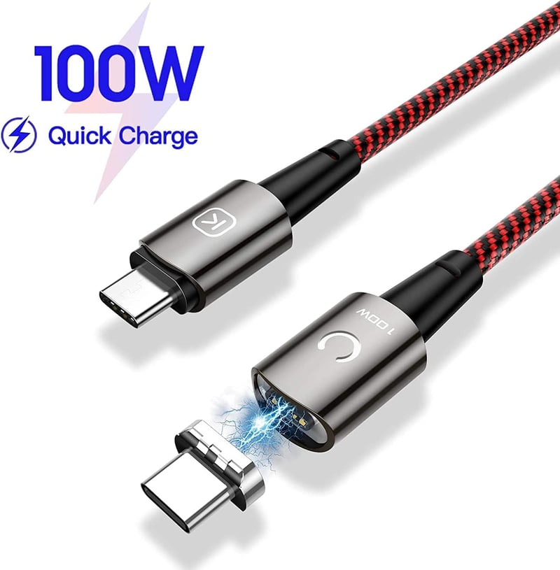 Mágneses USB-C kábel 100W - MacBook, iPad, Galaxy gyorstöltő és adatátviteli