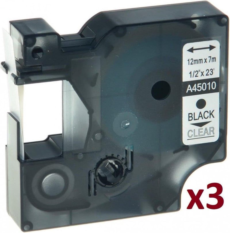 DYMO D1 45010 Fekete-Fehér Címkeszalag 3db - Kompatibilis Utángyártott