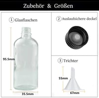 DIDITIME 60 ml Mini Üvegpalack Szett 6 db - Légmentes Fehér Üvegek Olajhoz, Italokhoz, Gyömbér Shotokhoz Tölcsérrel - Szivárgásmentes Utazó  6