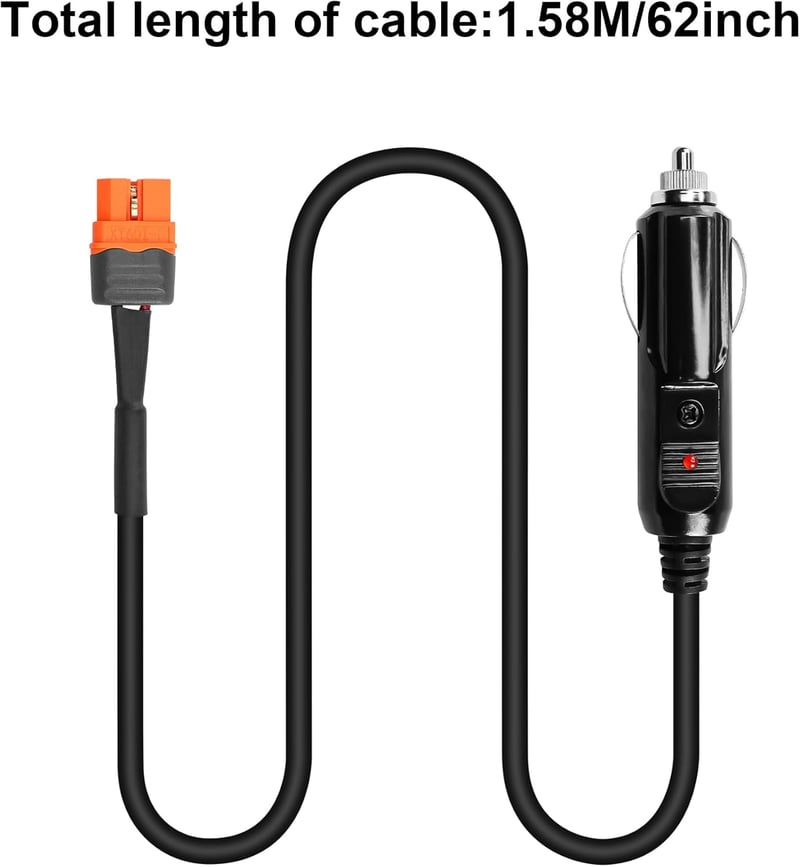 GINTOOYUN Szivargyújtó - XT60I-F Átalakító Kábel 17AWG, 1,58m, LED Jelzőfénnyel, Túlterhelés Védelemmel, Hordozható Töltőállomásokhoz, Dróno