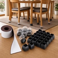 Set za zaštitu parketa: samoljepljivi filc + 16 gumenih podložaka + 32 kapice za noge stolica 1