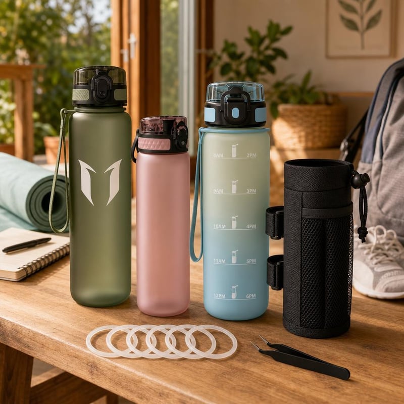 Hydration set: 1x 1l Tritan + 1x 500ml leak-proof + 1x 500ml filter bottle + holder + 6x seals