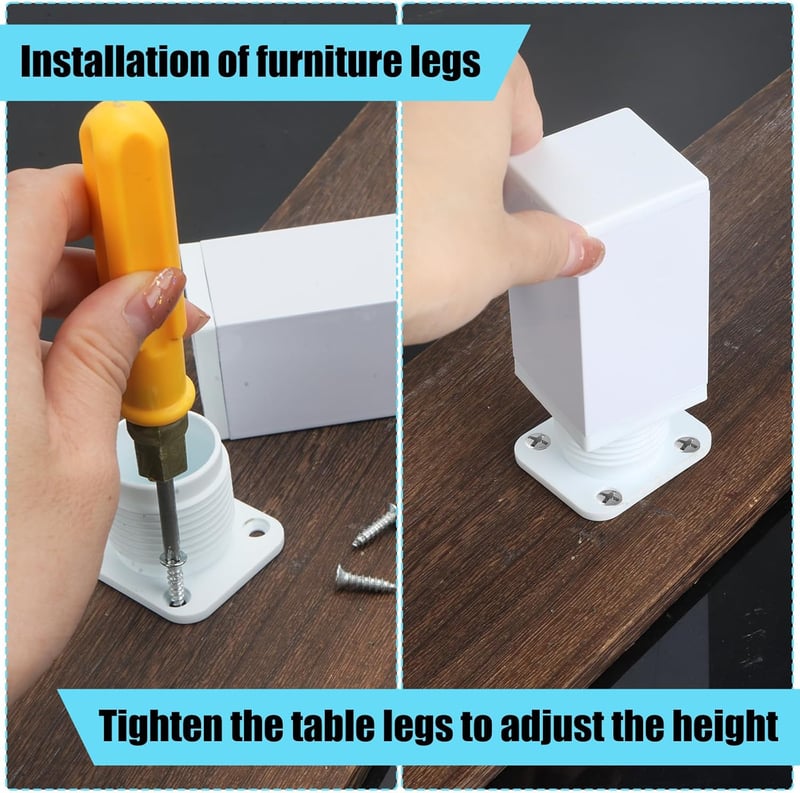 Luabue Állítható Bútorlábak - 10 cm Fehér Alumínium Négyzet Alakú Talp Asztalokhoz, Szekrényekhez, Kanapékhoz, Ágyakhoz - Modern Bútorláb Sz - 10CM