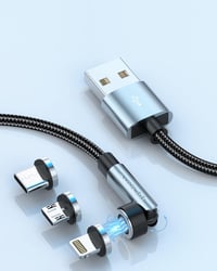 Kuulaa 3 az 1-ben mágneses töltőkábel, 360°-ban forgatható USB-C, gyorstöltés, 1m 7