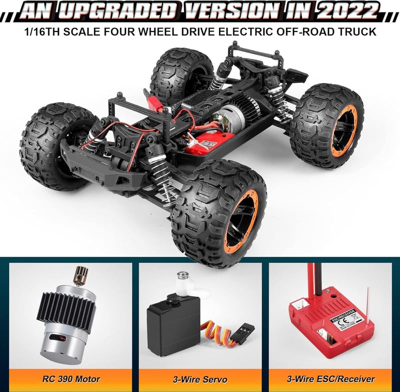 HAIBOXING 1:16 Távirányítós Monster Truck - 36 km/h Vízálló RC Autó Terep Játék, Gyerekeknek és Felnőtteknek, 2.4 GHz Vezérlés, 280 Láb Ható