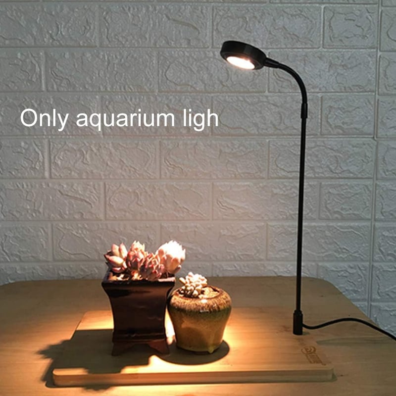 DELITLS USB-s LED Akvárium Lámpa, 10W Teljes Spektrumú, Bambusz Talppal, Nano Akváriumokhoz és Növényekhez