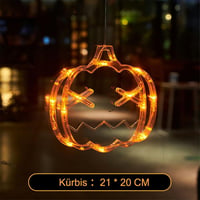 Yeeteesy Halloween Dekorációs Ablakfény - Tökök és Pókok Mintájú Meleg Fehér LED Világítás Beltérre és Kültérre, Elemes Működés, Bambusz Üve 4