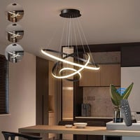 KSIBNW Modern LED Függőlámpa 3 Gyűrűs Dizájnnal - 45W Állítható Magasságú Étkezőasztal Lámpa Távirányítóval, Fényerőszabályzós, 3000K Meleg  1