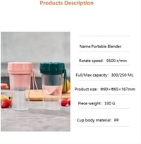 Hordozható Smoothie Készítő Mini Mixer 300ml - USB Tölthető, 4 Pengés 2