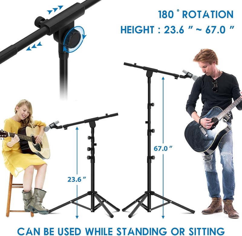 K KASONIC Állványzható Mikrofon Állvány Tripod Boom Összecsukható Két Klippel