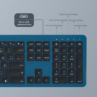seenda SK38-3 Vezeték Nélküli Billentyűzet-Egér Szett, Ultravékony Tölthető, Ergonomikus, Szilikon Porvédővel, PC/Laptop/TV, QWERTZ, Fekete- 6