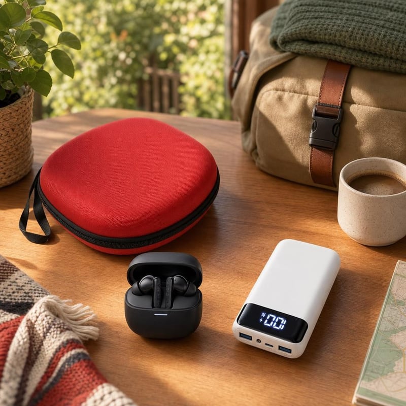 Zsebkoncert fülhallgatócsomag: vezeték nélküli fülhallgató + kemény tok + 20000 mAh power bank