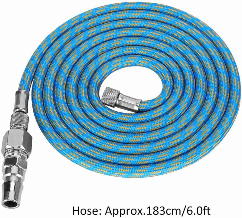 Cocoarm Nylon Légecset Tömlő Adapter Készlet - 1,83m Flexibilis Levegőcső 1/8"-1/4" Csatlakozókkal Festékszóróhoz, Kompresszorhoz - Kék-Sárg