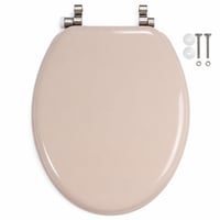 MSV CLÉO MDF WC-ülőke – Bézs – Fényes – Ø 370x450 mm — hibás, részben működik: törött felhajtást segítő műanyag (állapot: lásd a 2. képet) 1