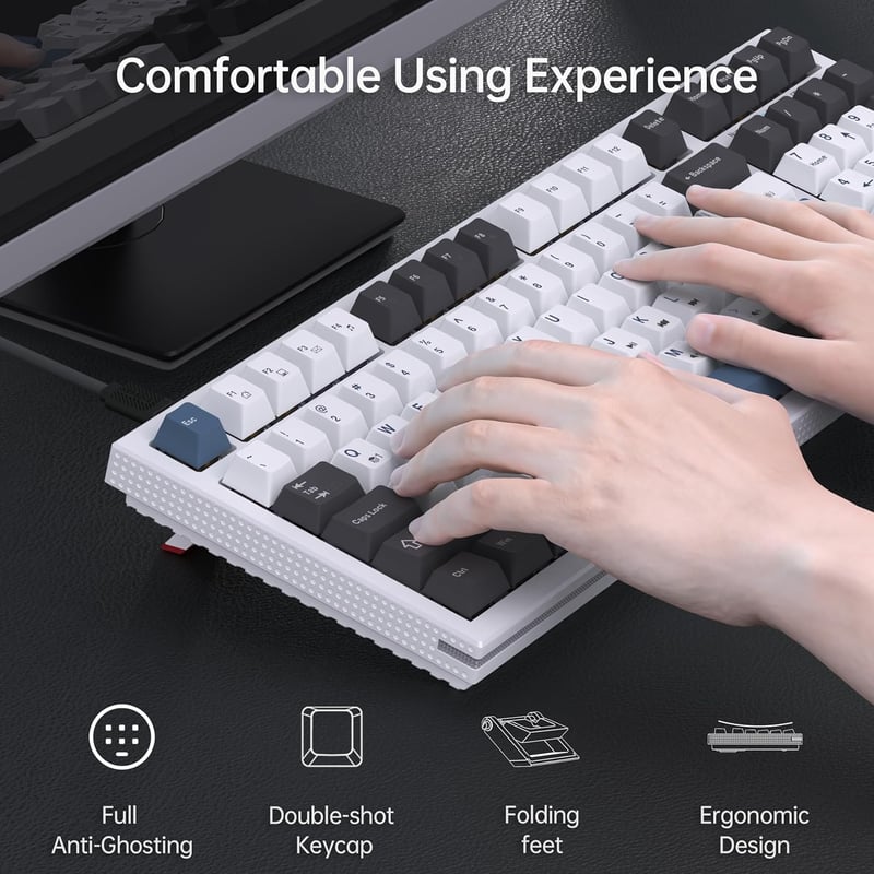 KEMOVE K98SE LED-es Mechanikus Gamer Billentyűzet, 98 Gombos, Piros Kapcsolós